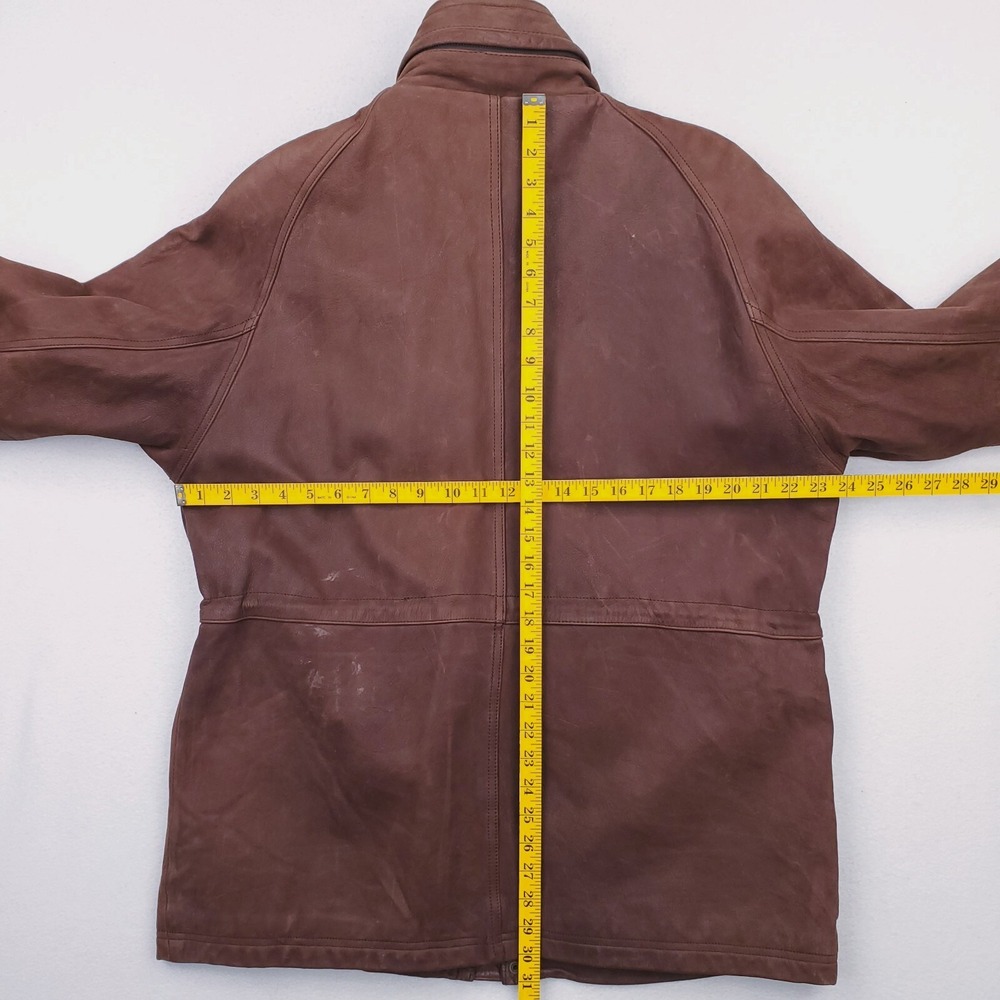 Vintage St Johns Bay Leather Jacket Mens Large Brown Wool Insulated Soft Supple - Picture 16 of 16